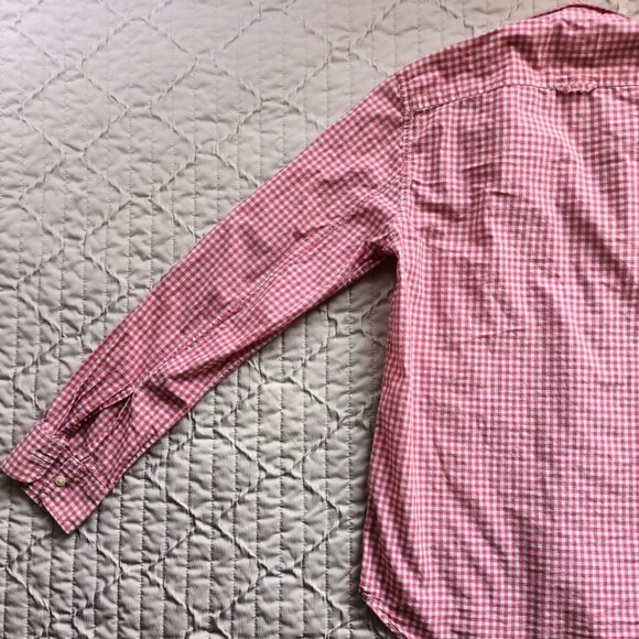 100% Cotton Gap Women's Red Checked Gingham Button-Down Shirt with Embroidery - Picture 7 of 12